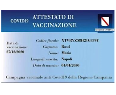 DISTRIBUZIONE SMART CARD REGIONE CAMPANIA DI AVVENUTA VACCINAZIONE